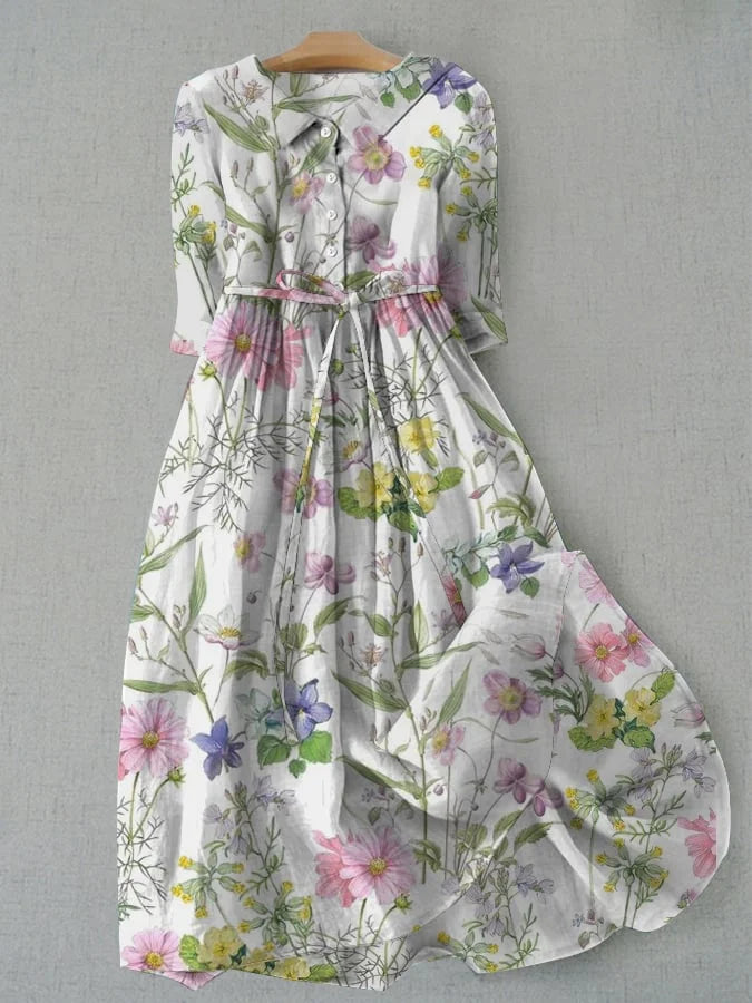 Dahlia™ | Sommerkleid mit Blumenmuster in A-Linie und Taillenband