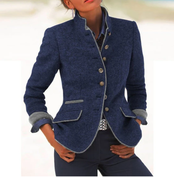 Valeria™ | Eleganter Strickjacke mit hohem Kragen