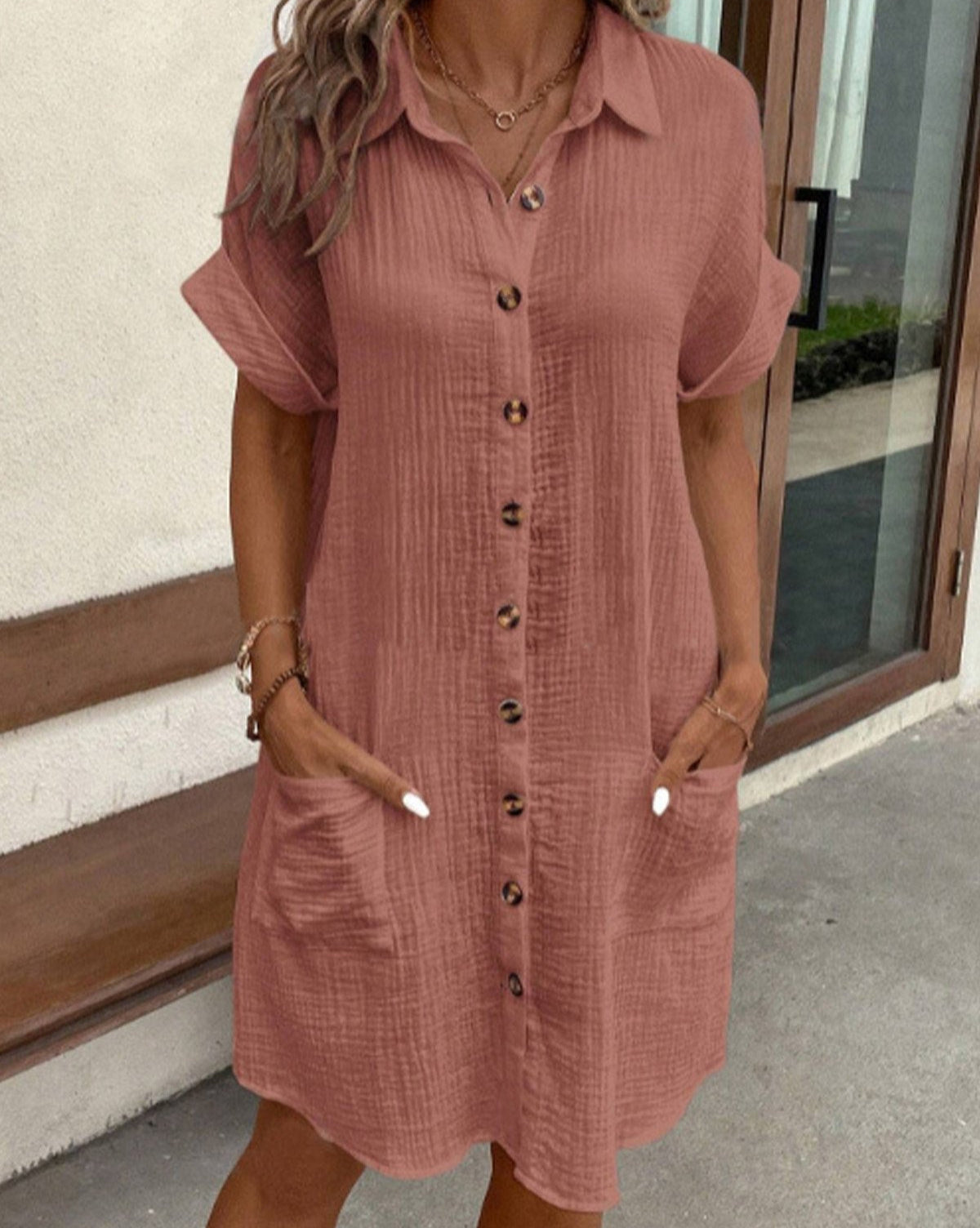 Renata™ - Übergroßes Polokleid aus gewebtem Stoff