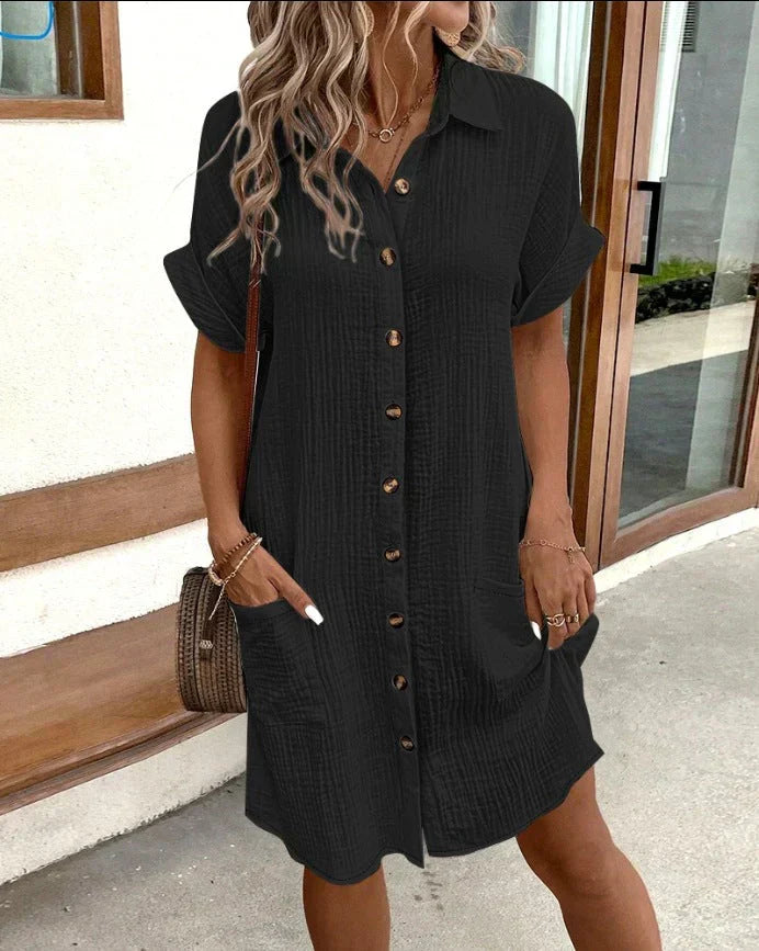 Renata™ - Übergroßes Polokleid aus gewebtem Stoff